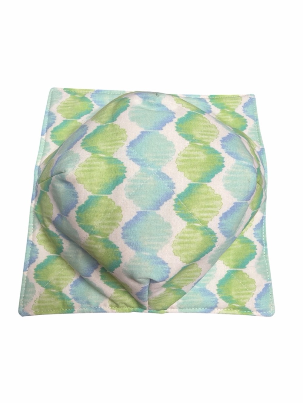Hand Crafted Bowl Cozy Bowl Holder Microwavable Cotton Padded Green and Blue - Picture 5 of 11